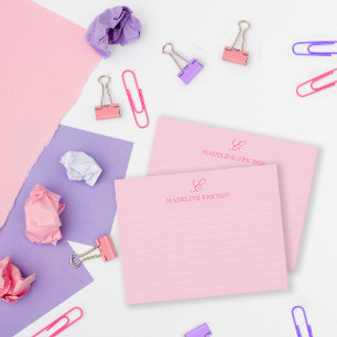 Light Pink Monogram Lined Card