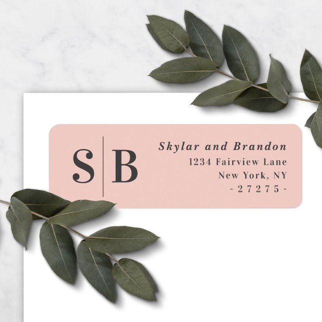 Light Pink Monogrammed Wedding Return Address (Creator Uploaded)