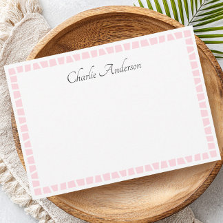 Light pink mosaic border name white card