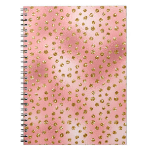 Light Pink Ombre & Gold Glam Glitter Polka Dots Notebook