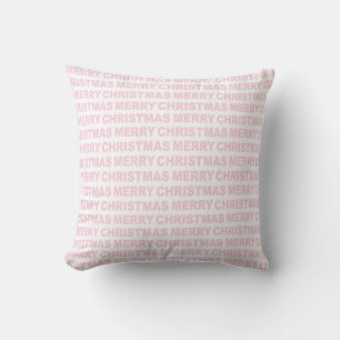 Light Pink on White Christmas Typography Cushion