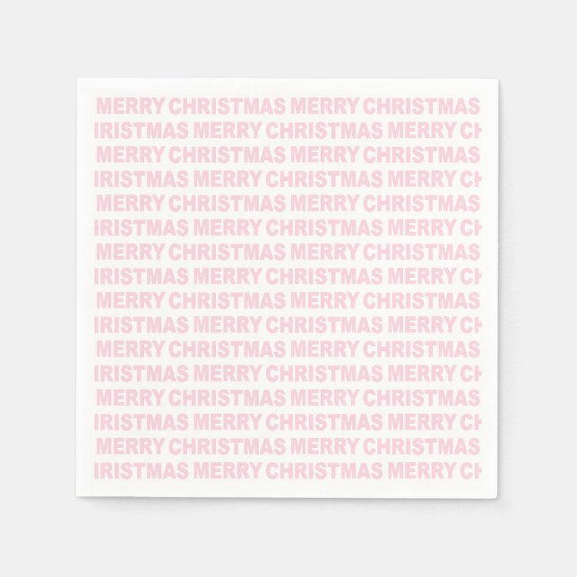 Light Pink on White Christmas Typography Napkin (Front)