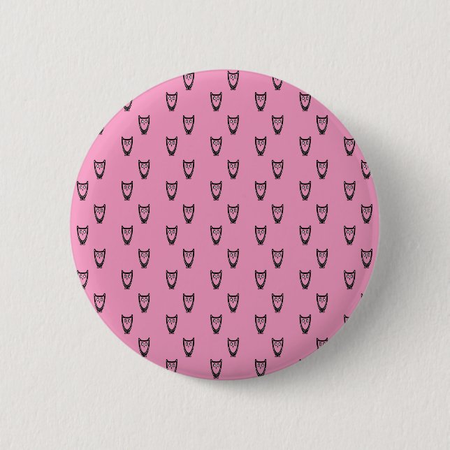 Light pink owl pattern 6 cm round badge (Front)