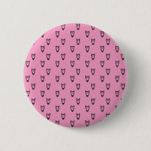 Light pink owl pattern 6 cm round badge