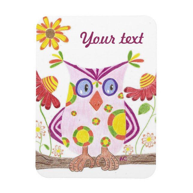 Light pink owl premium magnet (Vertical)
