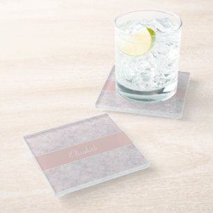 Light Pink Pastel Bokeh Design Glass Coaster