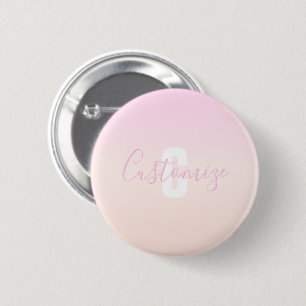 Light Pink & Peach Gradient Ombre Name & Monogram  6 Cm Round Badge