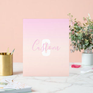 Light Pink & Peach Gradient Ombre Name & Monogram  Acrylic Sign
