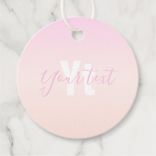 Light Pink & Peach Gradient Ombre Name & Monogram  Favour Tags