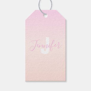 Light Pink & Peach Gradient Ombre Name & Monogram  Gift Tags