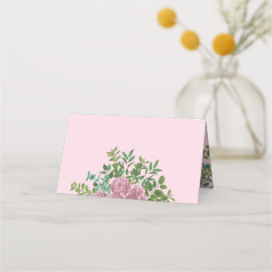 Light Pink Peony & Rose Floral Wedding Place Card