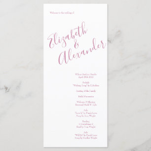 Light Pink Peony & Rose Floral Wedding Programs Menu