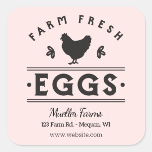 Light Pink Personalized Farm Fresh Eggs Square Sticker