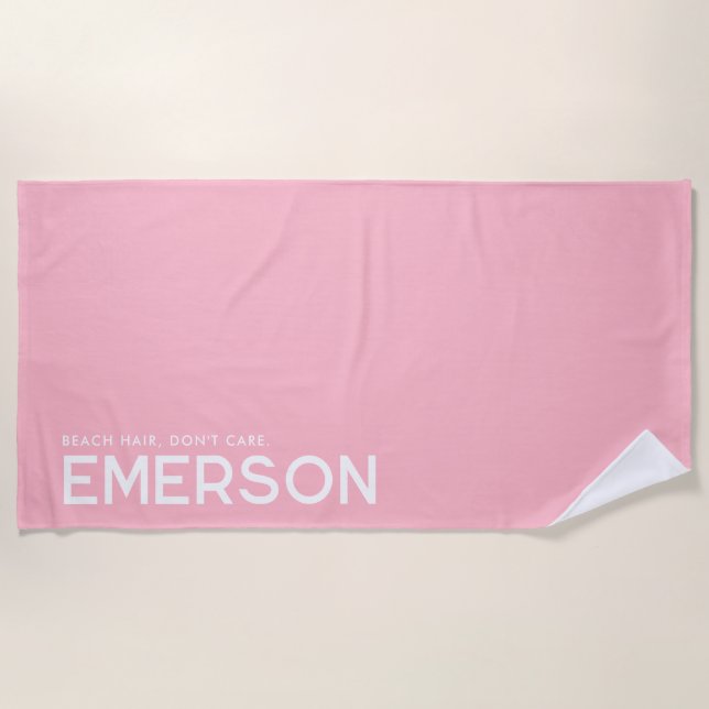 Light Pink Personalized Slogan Beach Towel  (Front)