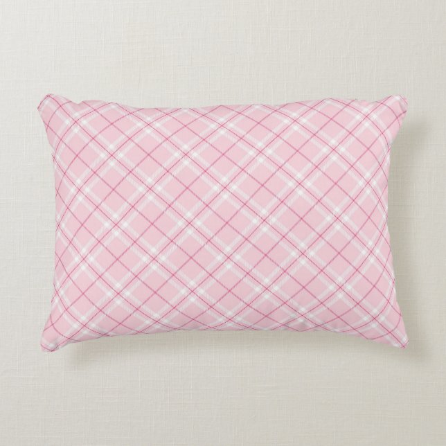 Light Pink Plaid Decorative Cushion (Front)