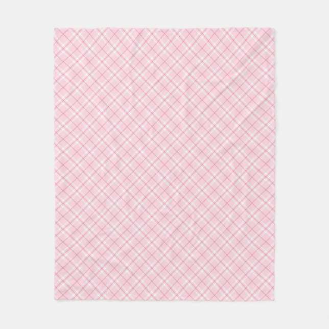 Light Pink Plaid Fleece Blanket (Front)
