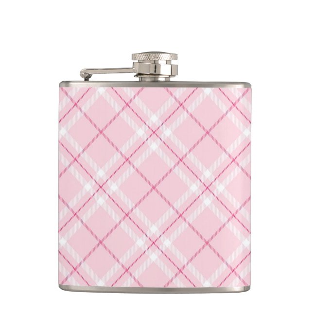 Light Pink Plaid Hip Flask (Front)