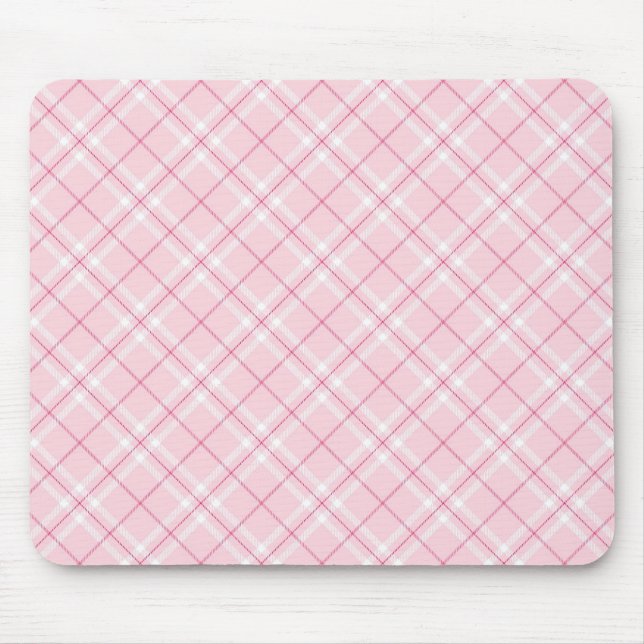 Light Pink Plaid Mouse Mat (Front)