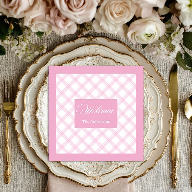 Light Pink Plaid Napkins Personalised and Chic (Light Pink Plaid Napkins Personalized and Chic)