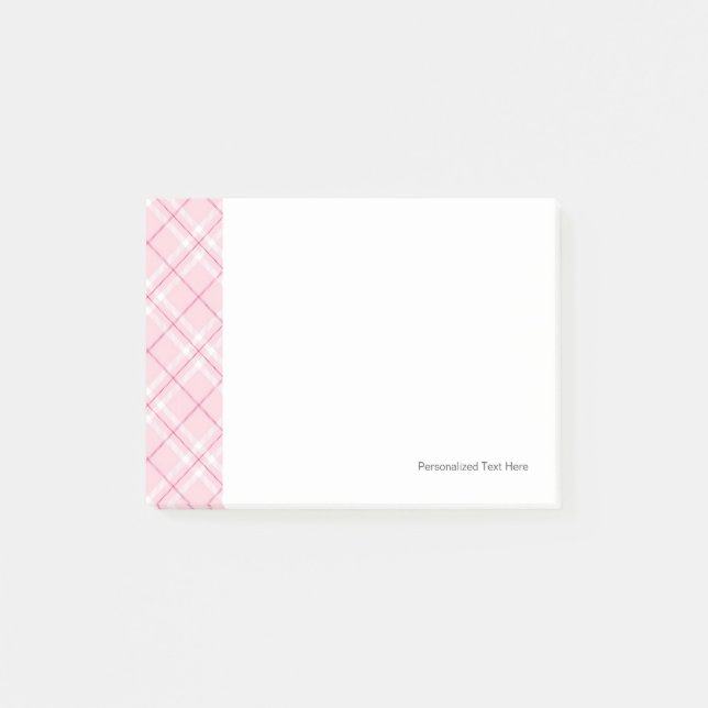 Light Pink Plaid Post-it Notes (Front)