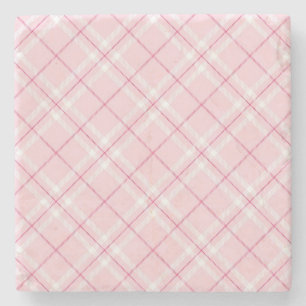 Light Pink Plaid Stone Coaster
