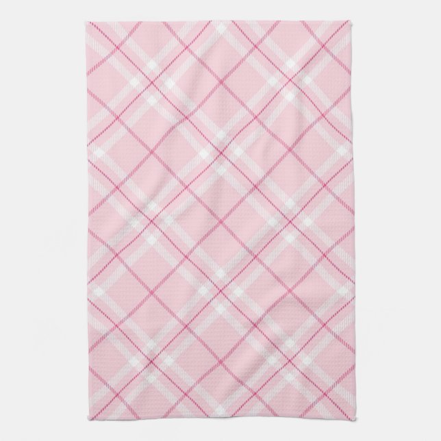 Light Pink Plaid Tea Towel (Vertical)