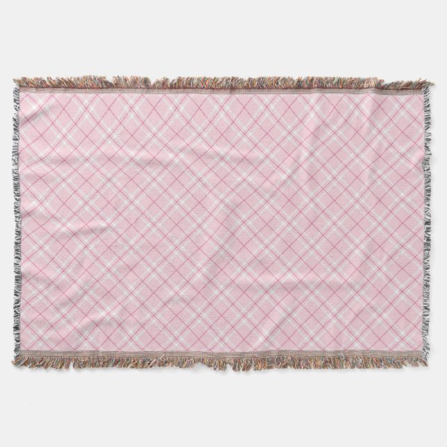 Light Pink Plaid Throw Blanket (Front)