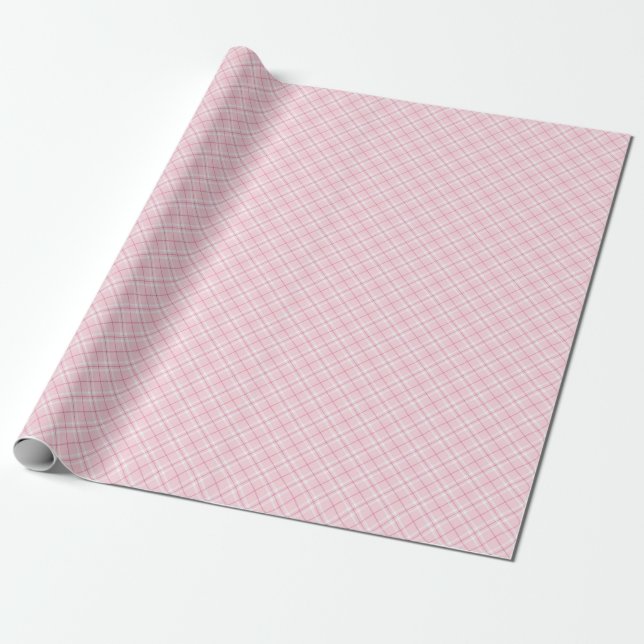 Light Pink Plaid Wrapping Paper (Unrolled)
