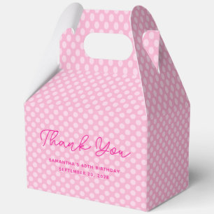 Light Pink Polka Dot 60th Birthday Thank You Favour Box
