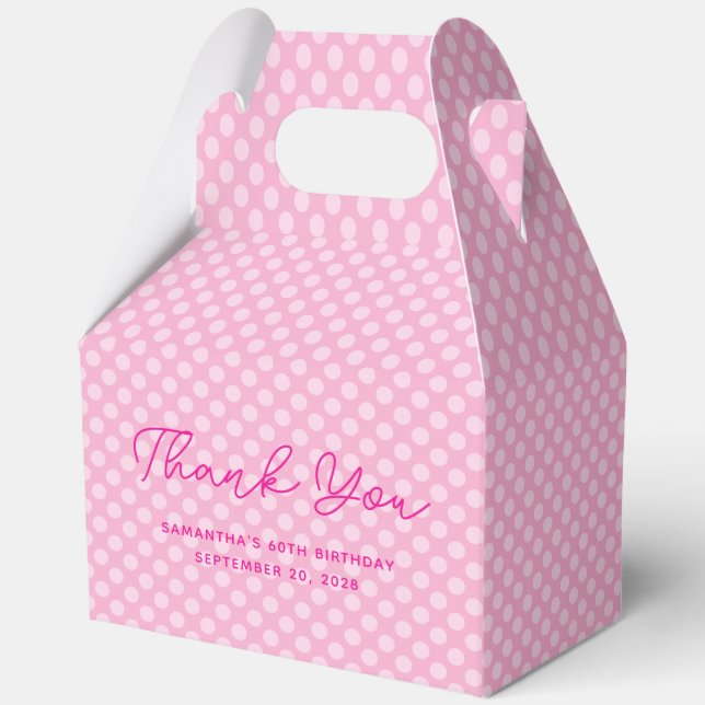 Light Pink Polka Dot 60th Birthday Thank You Favour Box (Front)