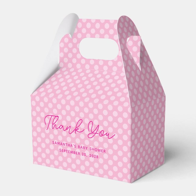 Light Pink Polka Dot Baby Shower Thank You Favour Box (Front Side)