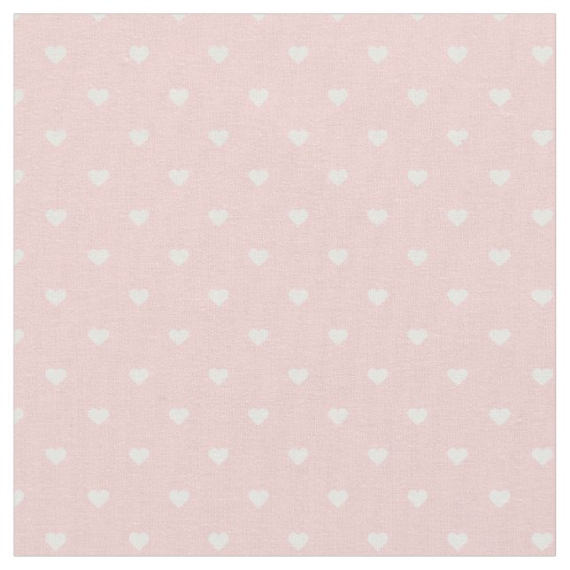 Light Pink Polka Dot Hearts Fabric (Close Up)