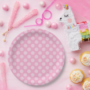 Light Pink Polka Dot Paper Plate