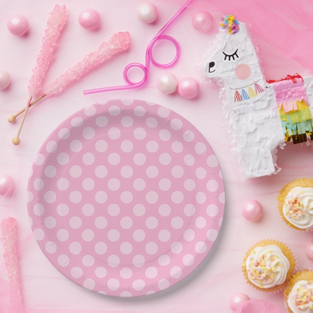 Light Pink Polka Dot Paper Plate (Party)