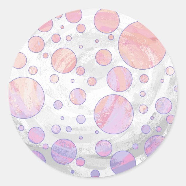Light Pink Polka Dot Pattern Classic Round Sticker (Front)