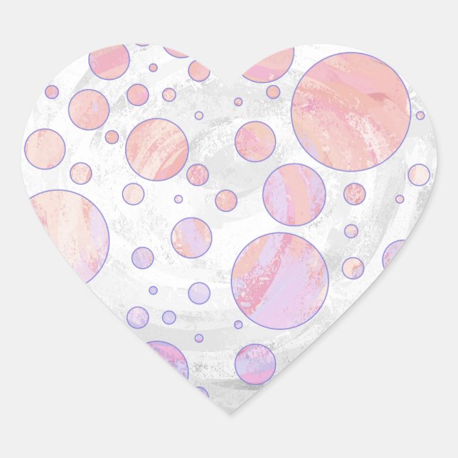 Light Pink Polka Dot Pattern Heart Sticker (Front)