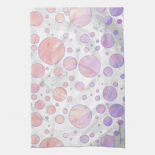 Light Pink Polka Dot Pattern Tea Towel (Vertical)