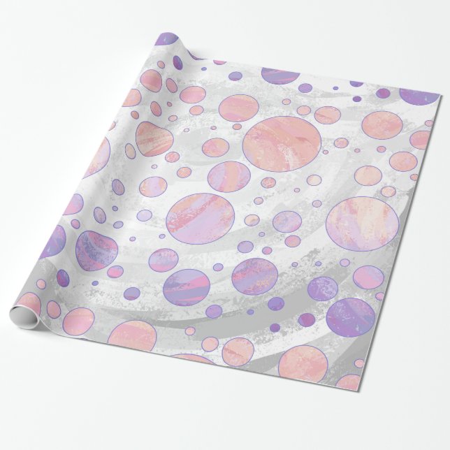 Light Pink Polka Dot Pattern Wrapping Paper (Unrolled)