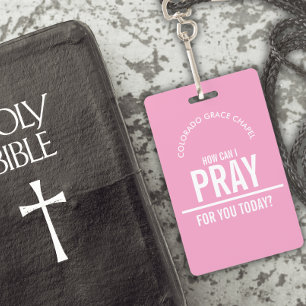 Light Pink prayer church volunteers id badge