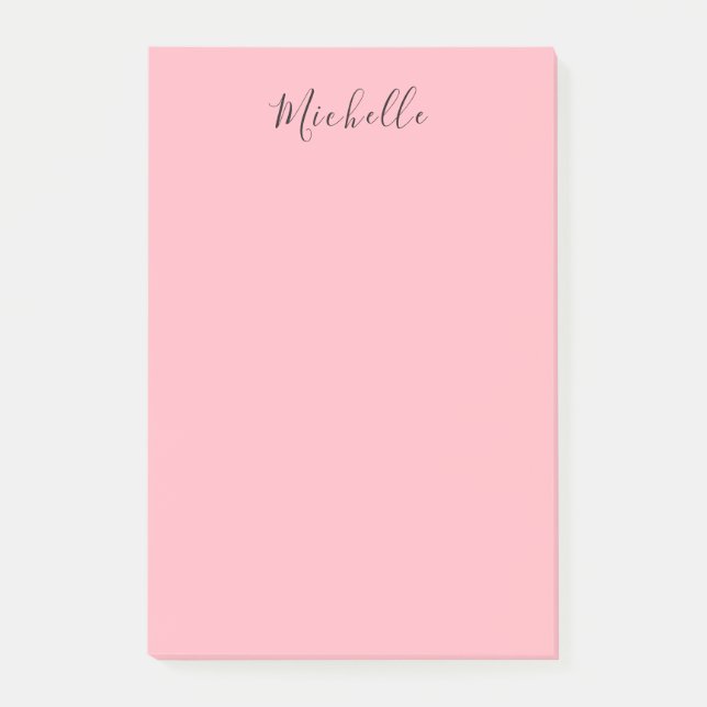 Light Pink Professional Unique Classic Handwriting Post-it Notes (Front)