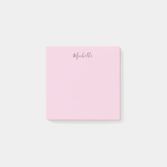 Light Pink Professional Unique Classic Handwriting Post-it Notes (Front)