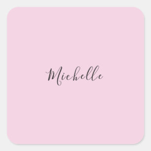 Light Pink Professional Unique Classic Handwriting Square Sticker