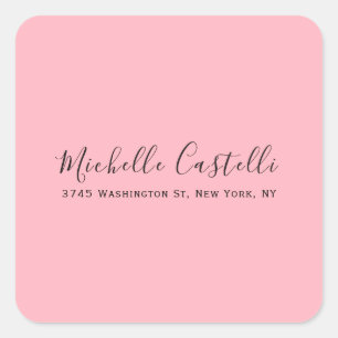 Light Pink Professional Unique Classic Handwriting Square Sticker