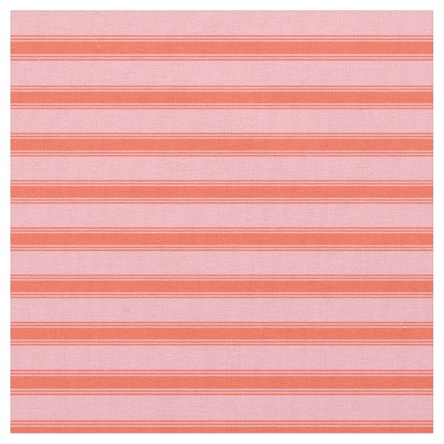 Light Pink & Red Coloured Lines/Stripes Pattern Fabric (Close Up)