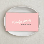 Light Pink Retro Handwritten Script Typography Business Card<br><div class="desc">Fun eye-catching design featuring red handwritten lettering on light pink background. For additional matching marketing materials,  custom design or logo enquiry,  please contact me at maurareed.designs@gmail.com and I will reply within 24 hours. For shipping,  cardstock enquires and pricing contact Zazzle directly.</div>