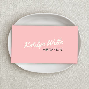 Light Pink Retro Handwritten Script Typography Business Card