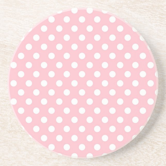 Light Pink Retro Polka Dots Pattern Coaster (Front)