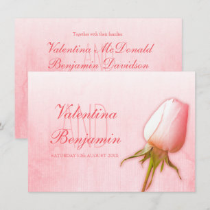 Light pink rose bud wedding invitations