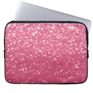 Light pink rose faux sparkles glitter laptop sleeve