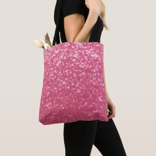Light pink rose faux sparkles glitter tote bag